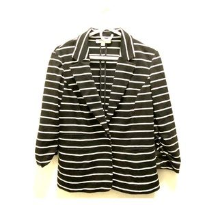 Evan Picone black and white striped blazer